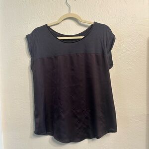 Mango Black and Dark Gray Short Sleeve Top